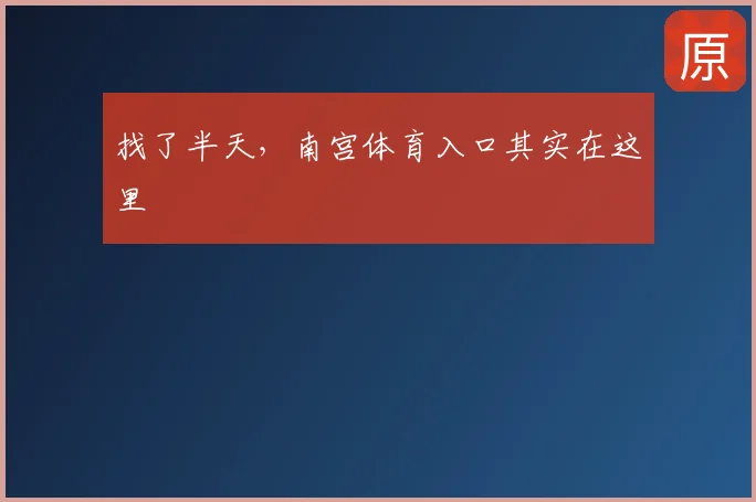 找了半天，南宫体育入口其实在这里